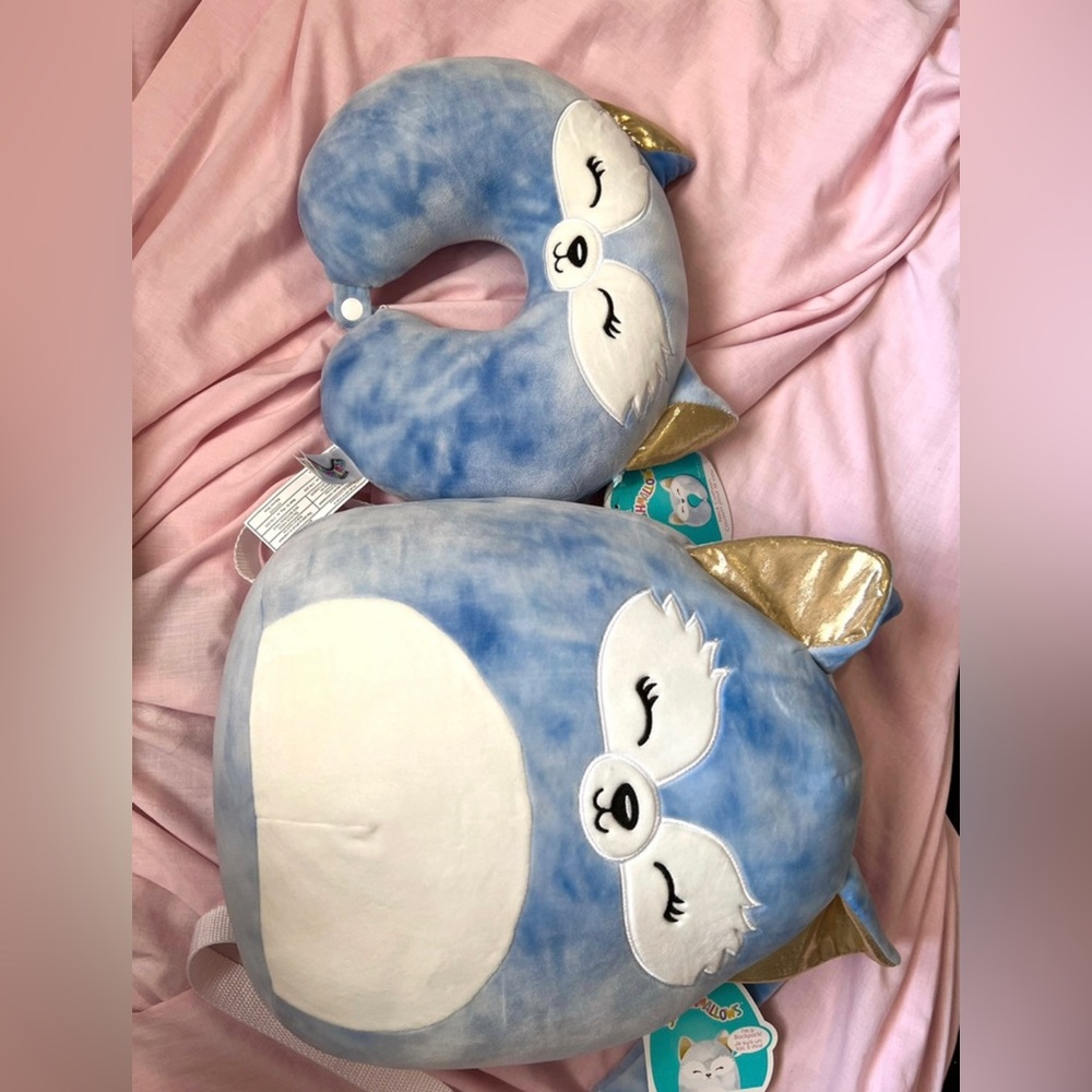 Melani Squishmallow backpack and neck cushion set